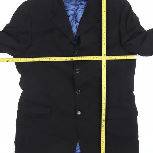 Daniel Hechter Men's Black Wool Blazer Jacket 42 Long Classic