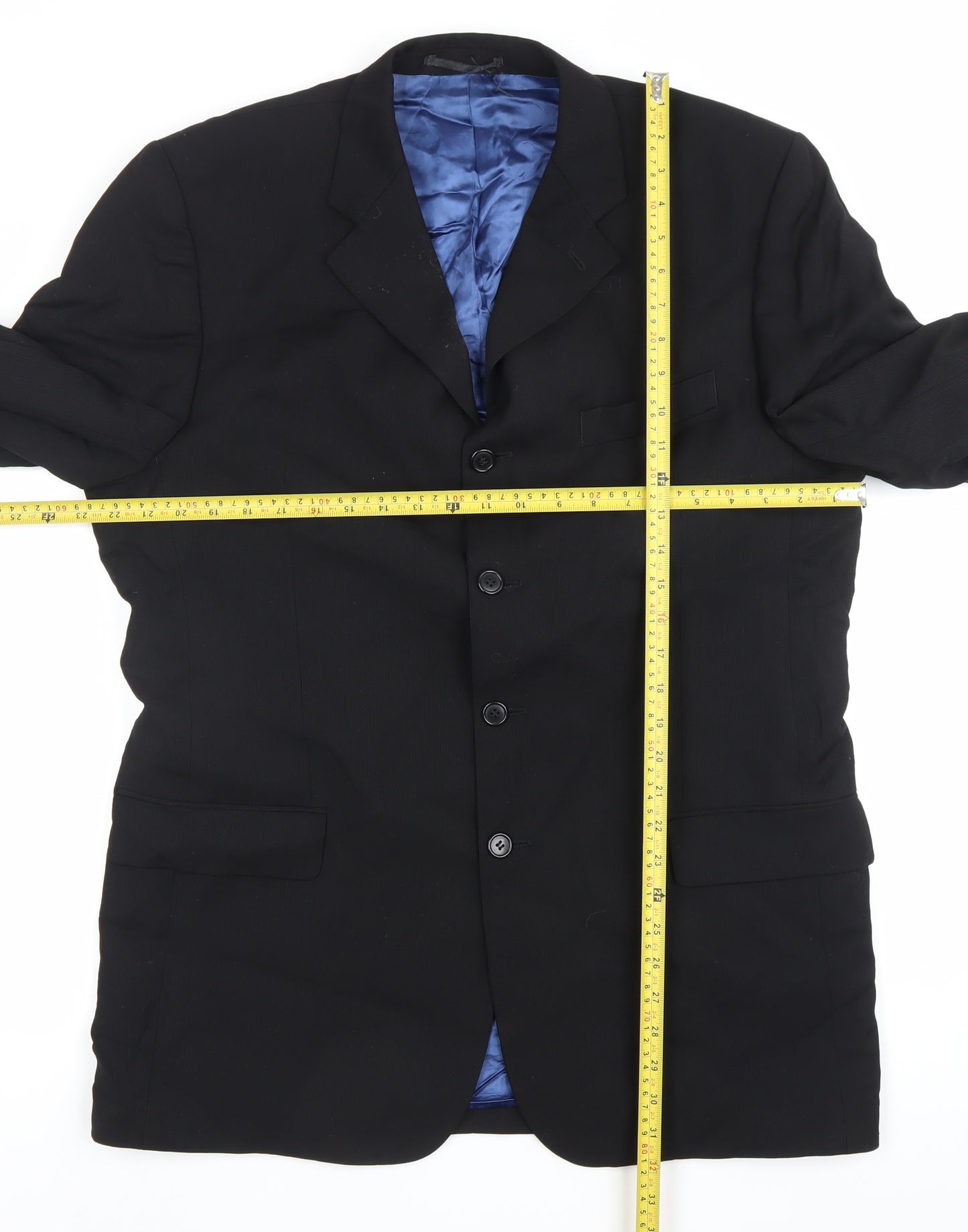Daniel Hechter Men's Black Wool Blazer Jacket 42 Long Classic