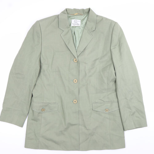 Viyella Womens Green Size 14 Single Breasted Suit Jacket