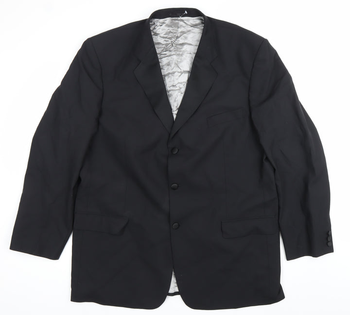Balmain Men Black 46L Wool Blend Single-Breasted Blazer Jacket