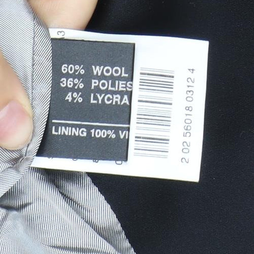 Balmain Men Black 46L Wool Blend Single-Breasted Blazer Jacket