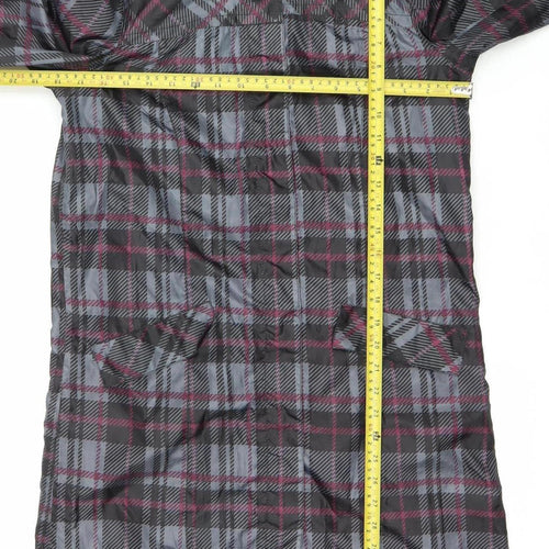 Esmara Womens Grey Plaid Rain Coat Hooded Long UK 10 Polyester