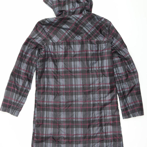 Esmara Womens Grey Plaid Rain Coat Hooded Long UK 10 Polyester
