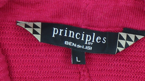 Principles by Ben de Lisi Womens Pink Cardigan L Knit Open Front