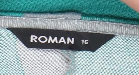Roman Women’s Green Grey Black A-Line Jersey Dress Size 16 Long Sleeve Scoop Neck