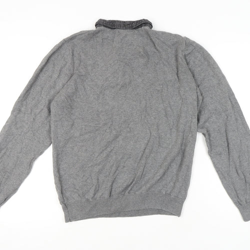 Kangol Mens Grey Cotton Henley Jumper Size L Long Sleeve Casual