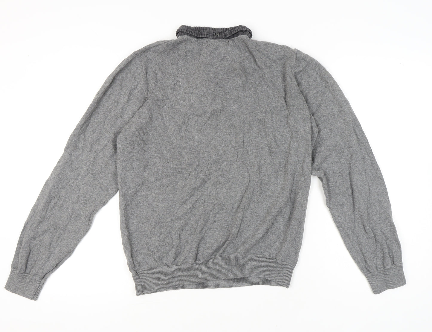 Kangol Mens Grey Cotton Henley Jumper Size L Long Sleeve Casual