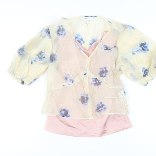 Marks and Spencer Womens Multicoloured Size 6 Wrap Floral Blouse