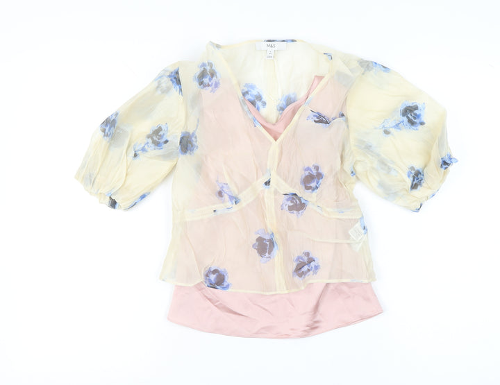 Marks and Spencer Womens Multicoloured Size 6 Wrap Floral Blouse