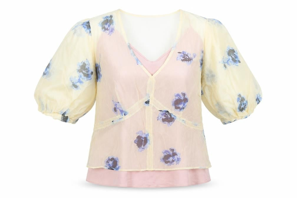 Front view of Marks & Spencer women’s multicoloured, size UK 6, wrap floral blouse