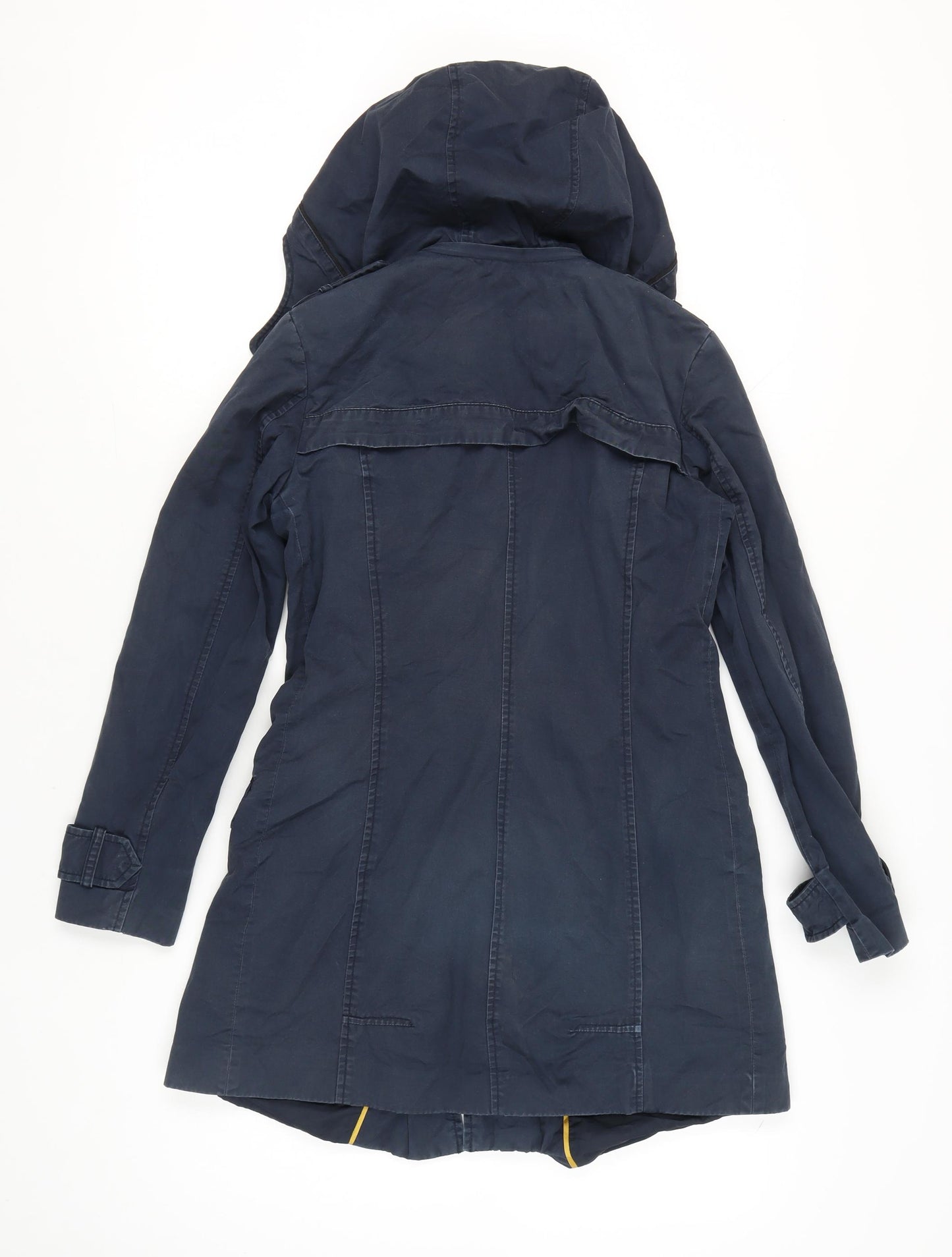 Zara Women’s Blue Cotton Trench Coat Hooded Size S