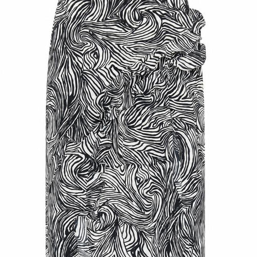 Topshop Women’s Black Animal Print Ruffle High Waist Pencil Skirt UK 6
