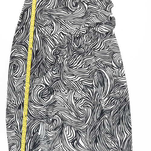 Topshop Women’s Black Animal Print Ruffle High Waist Pencil Skirt UK 6