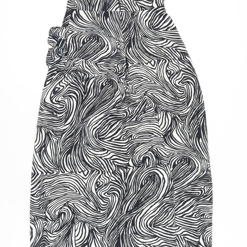 Topshop Women’s Black Animal Print Ruffle High Waist Pencil Skirt UK 6