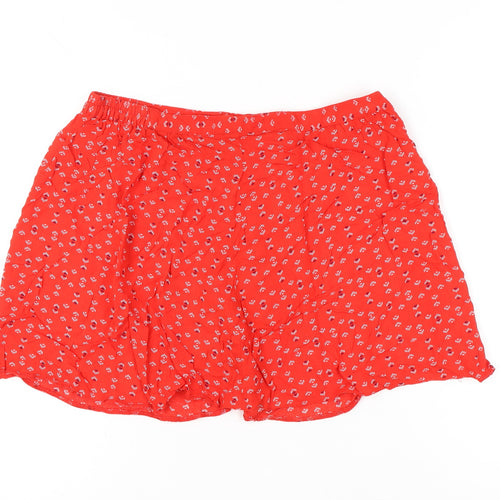 Clockhouse Womens Red A-Line Short Skirt Size 10 Viscose Button Detail