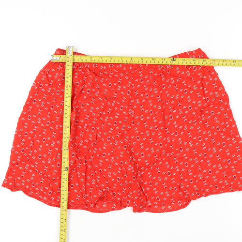 Clockhouse Womens Red A-Line Short Skirt Size 10 Viscose Button Detail