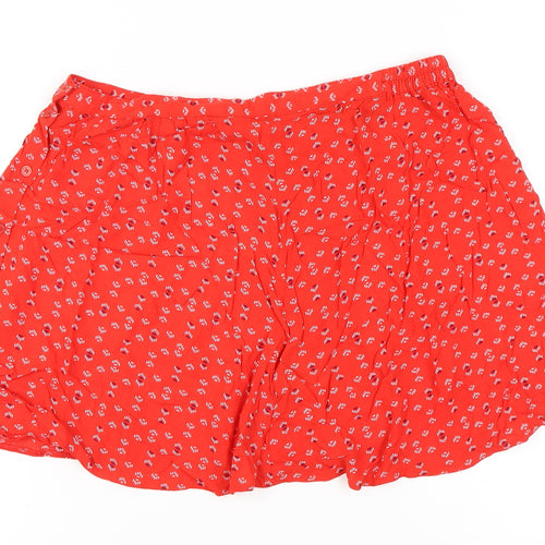 Clockhouse Womens Red A-Line Short Skirt Size 10 Viscose Button Detail