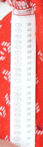 Clockhouse Womens Red A-Line Short Skirt Size 10 Viscose Button Detail