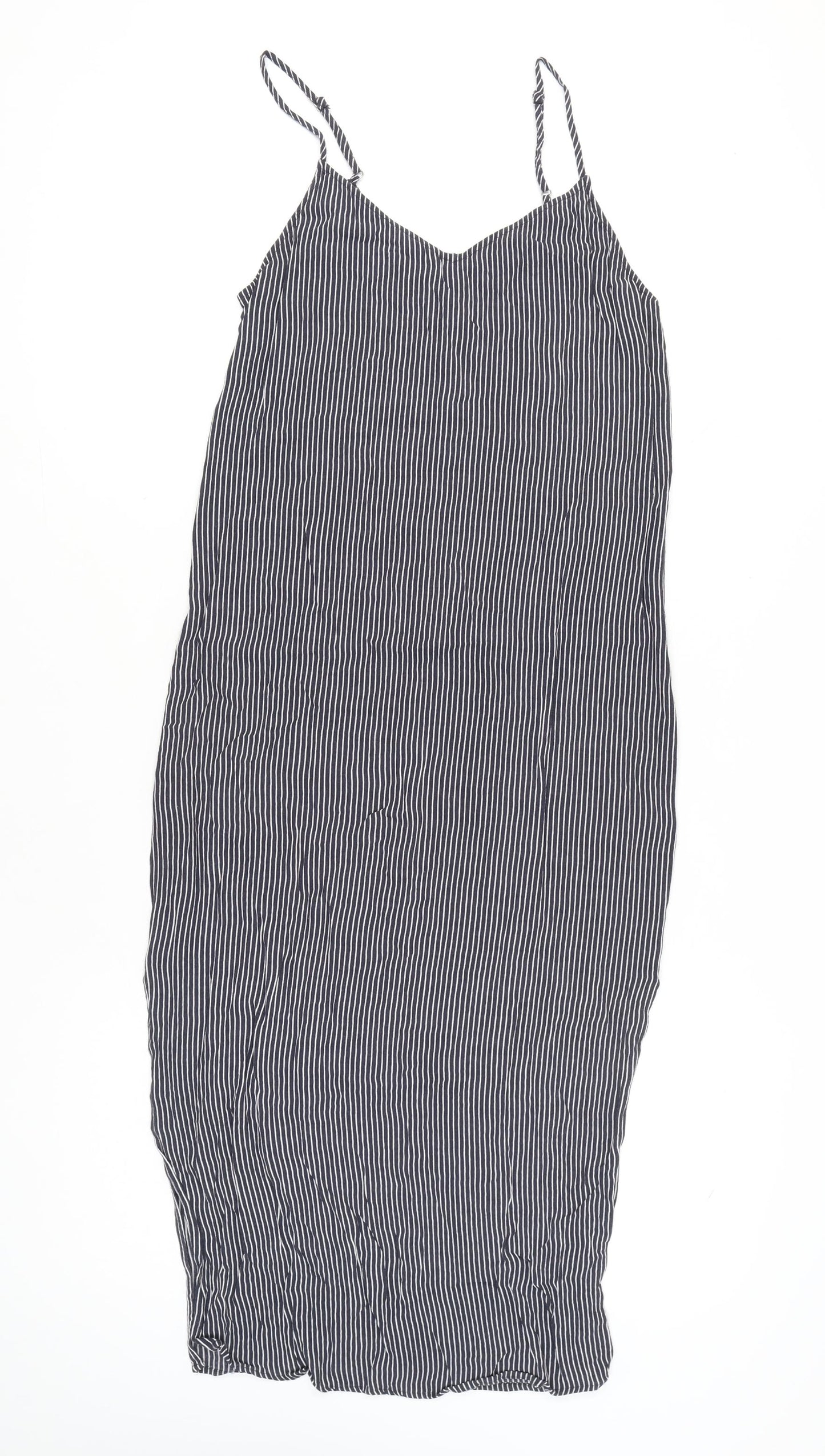 Marks and Spencer Women’s Blue Striped Midi Slip Dress Size 10
