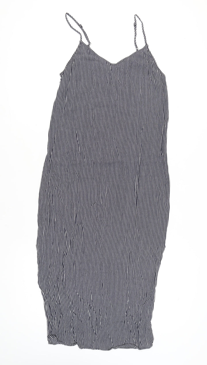 Marks and Spencer Women’s Blue Striped Midi Slip Dress Size 10