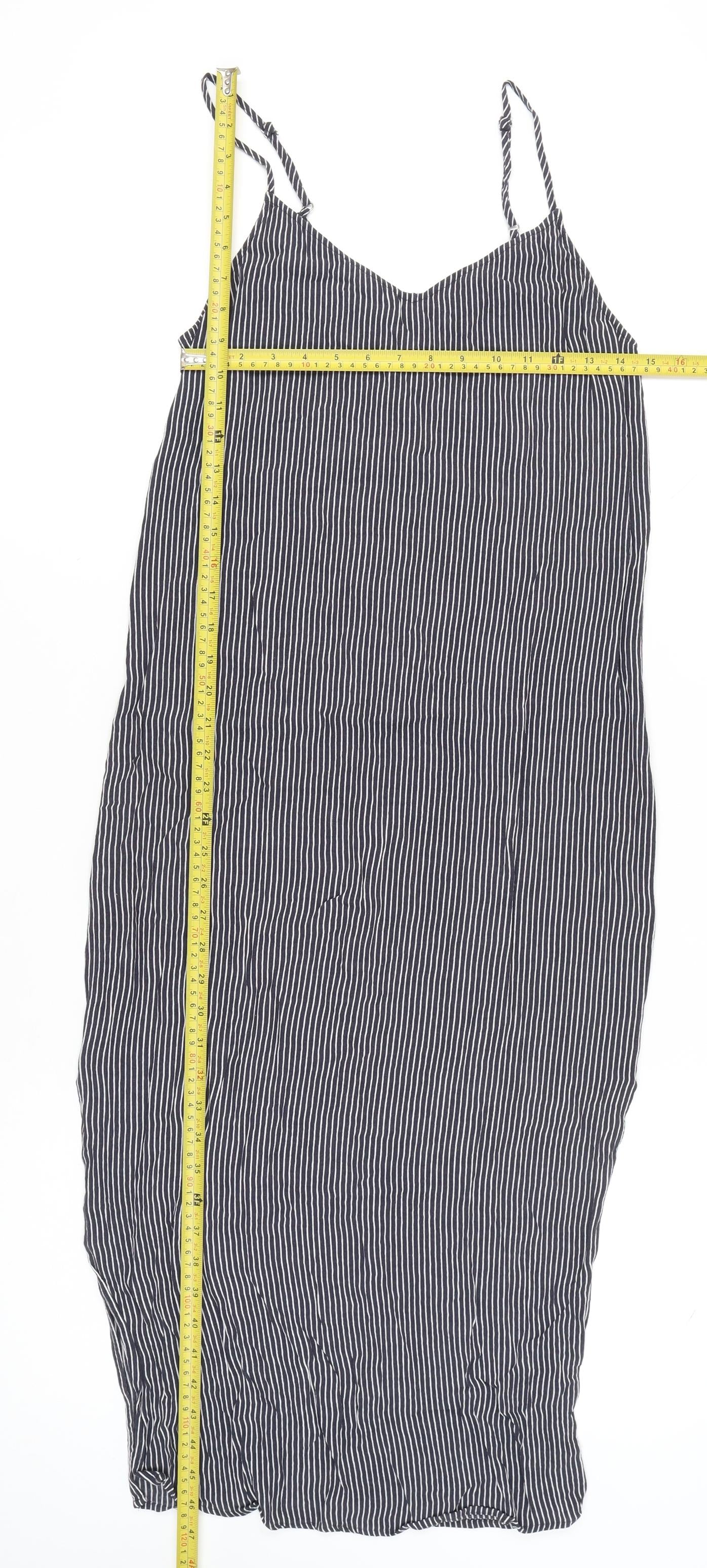 Marks and Spencer Women’s Blue Striped Midi Slip Dress Size 10