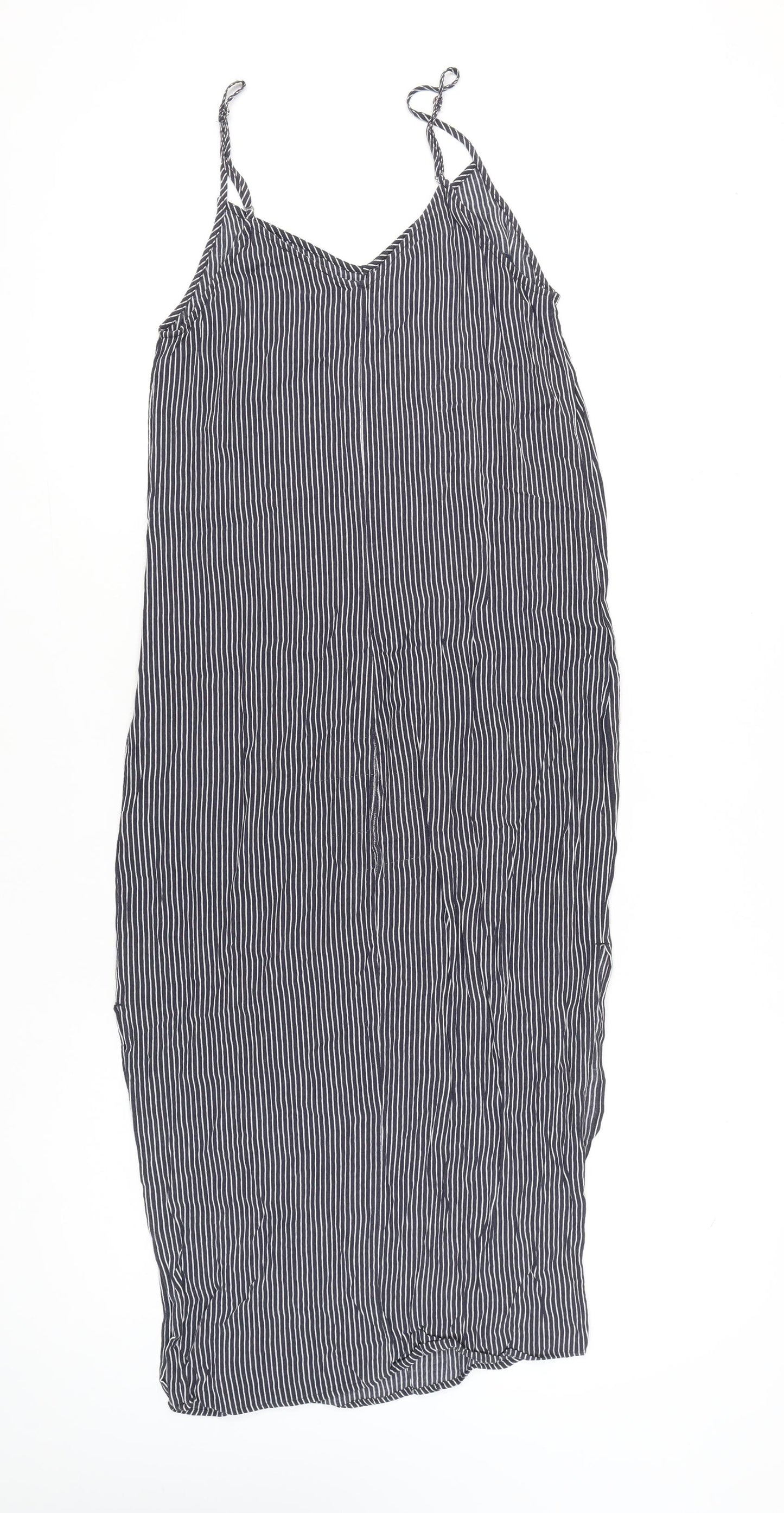 Marks and Spencer Women’s Blue Striped Midi Slip Dress Size 10