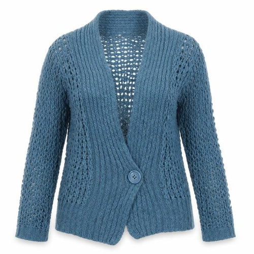 Fat Face Women’s Blue Mohair Blend Cardigan Size 8 Open Knit