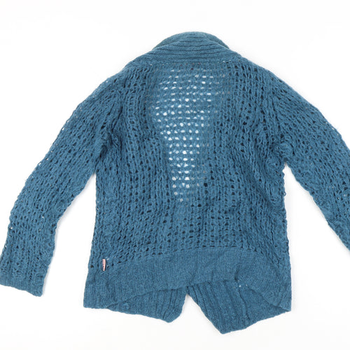 Fat Face Women’s Blue Mohair Blend Cardigan Size 8 Open Knit