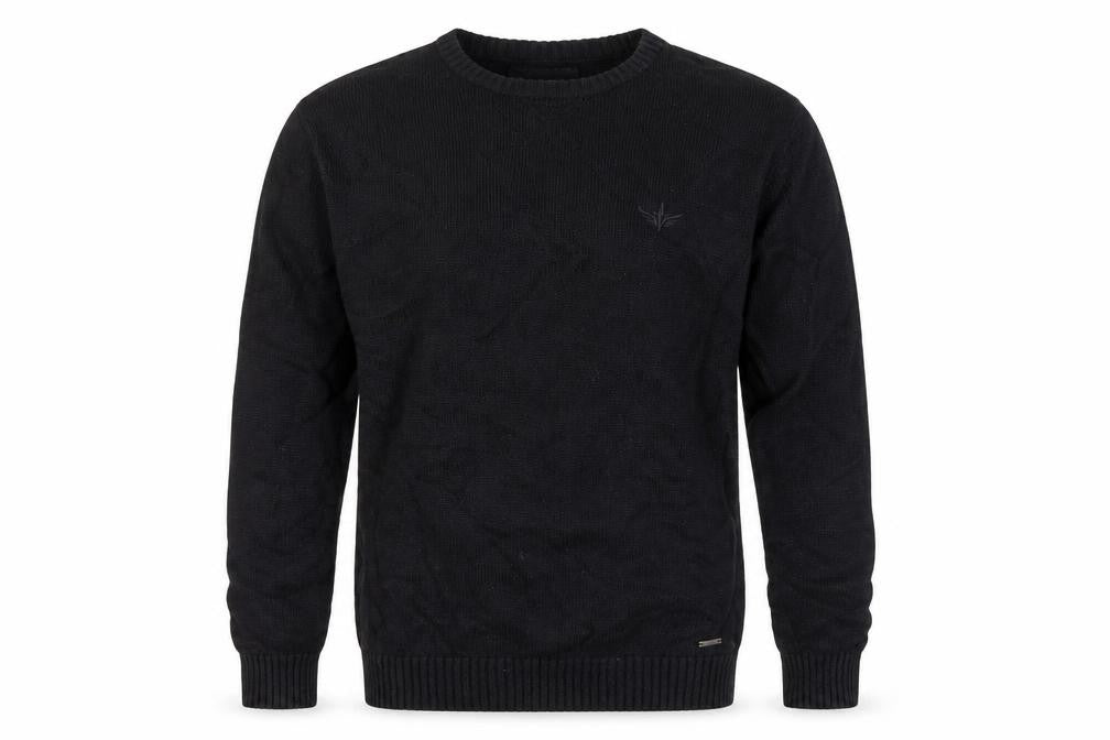 Front view of Firetrap men’s black xl crew neck jumper knitwear casual