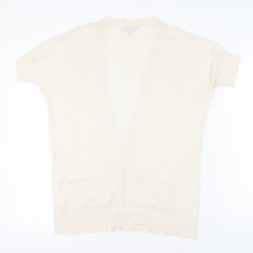 Gap Womens Beige Cotton Cardigan Medium Short Sleeve V-Neck