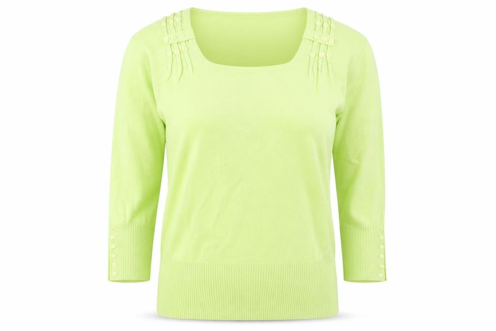 Front view of Roman Originals women’s green, size UK 16, pullover square neck jumper