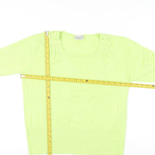 Roman Originals Womens Green Size 16 Pullover Square Neck Jumper