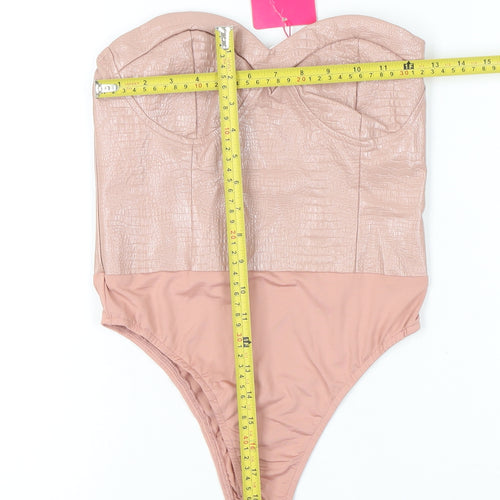 Pink Boutique Womens Beige Size 8 Strapless Bodysuit Partywear