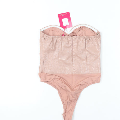 Pink Boutique Womens Beige Size 8 Strapless Bodysuit Partywear