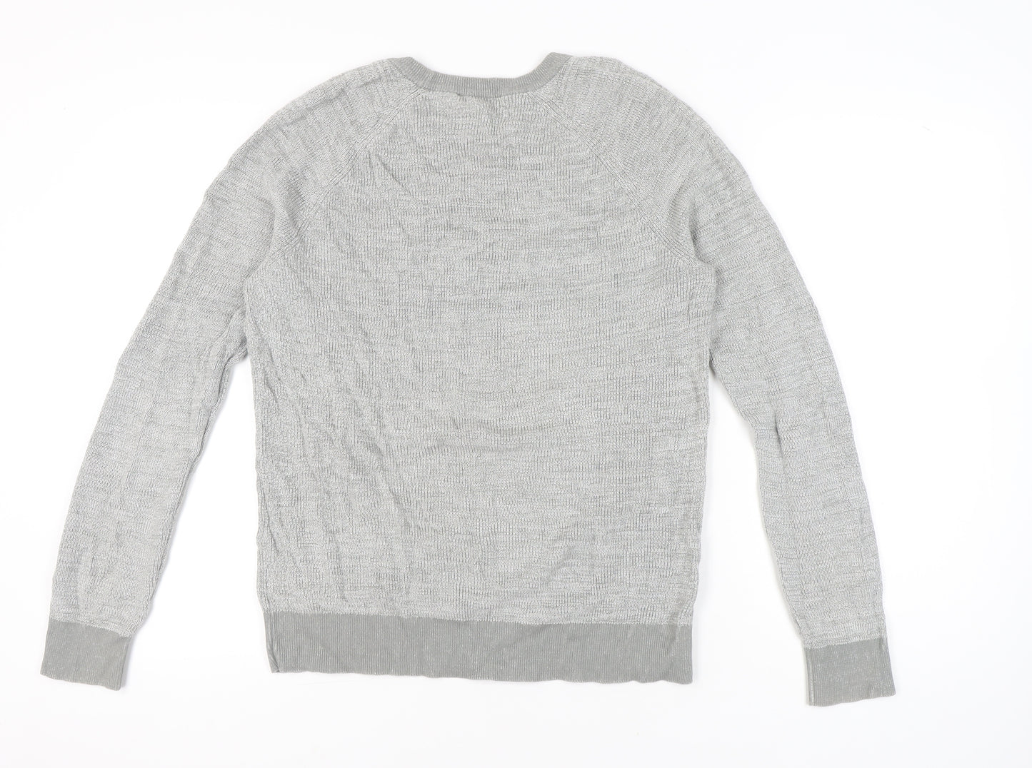 Express Men’s Grey Cotton Crew Neck Jumper Size L Regular Fit