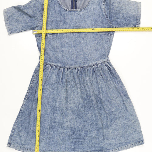 New Look Women’s Blue Denim Skater Dress Size 8 Knee Length