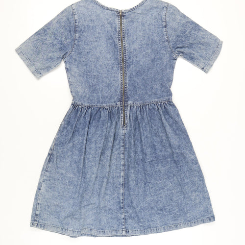 New Look Women’s Blue Denim Skater Dress Size 8 Knee Length