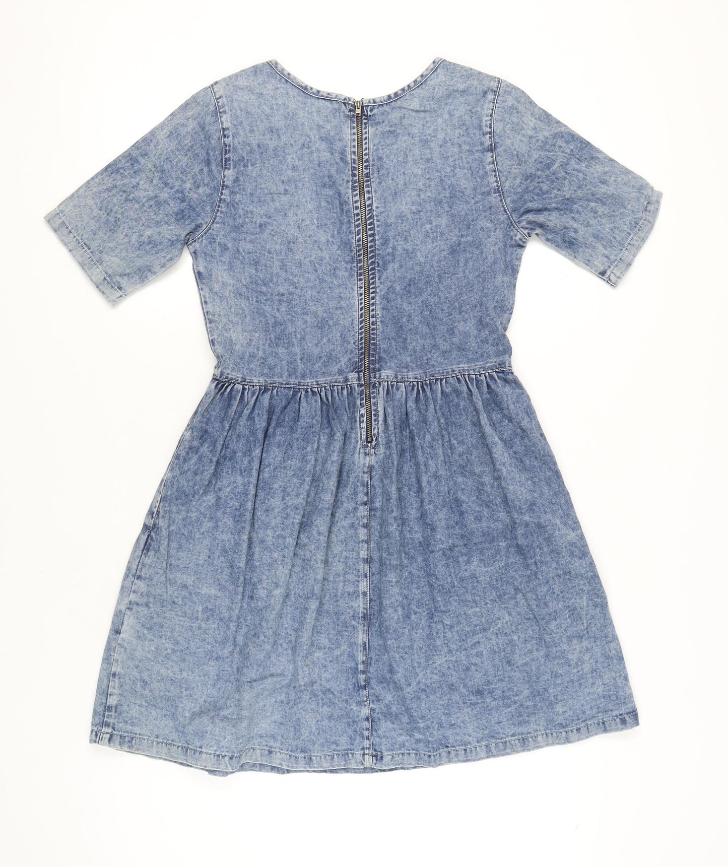 New Look Women’s Blue Denim Skater Dress Size 8 Knee Length