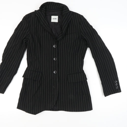 Moschino Cheap and Chic Womens Black Size 10 Pinstripe Wool Blazer