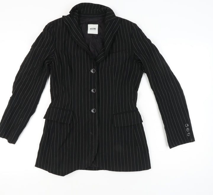 Moschino Cheap and Chic Womens Black Size 10 Pinstripe Wool Blazer