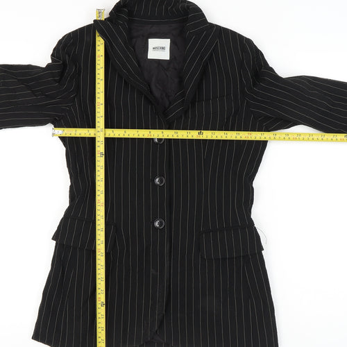 Moschino Cheap and Chic Womens Black Size 10 Pinstripe Wool Blazer