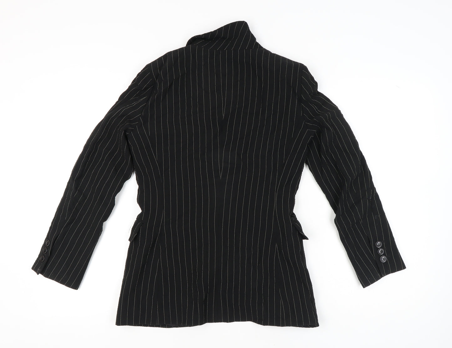 Moschino Cheap and Chic Womens Black Size 10 Pinstripe Wool Blazer