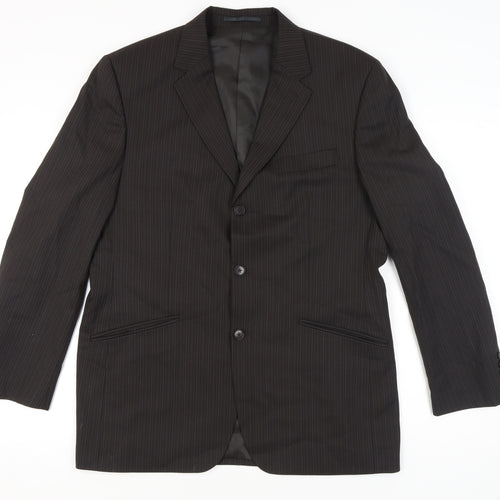 Next Men’s Brown 42R Pinstripe Wool Blend Blazer Jacket