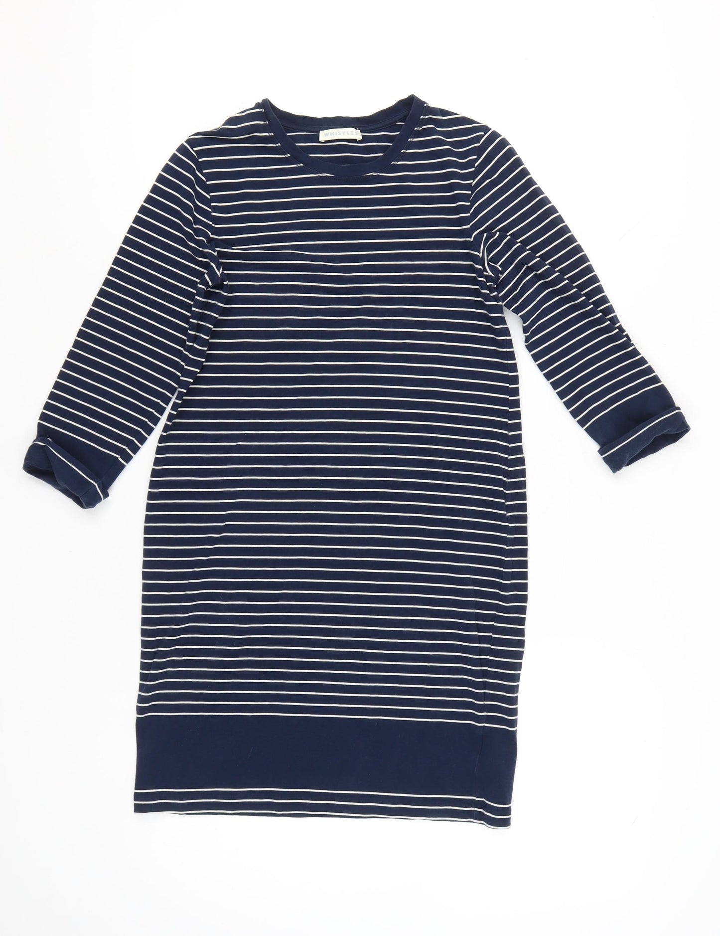 Whistles Women’s Blue Striped Jersey Shift Dress UK 12