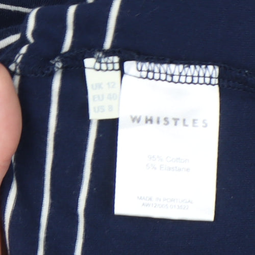 Whistles Women’s Blue Striped Jersey Shift Dress UK 12