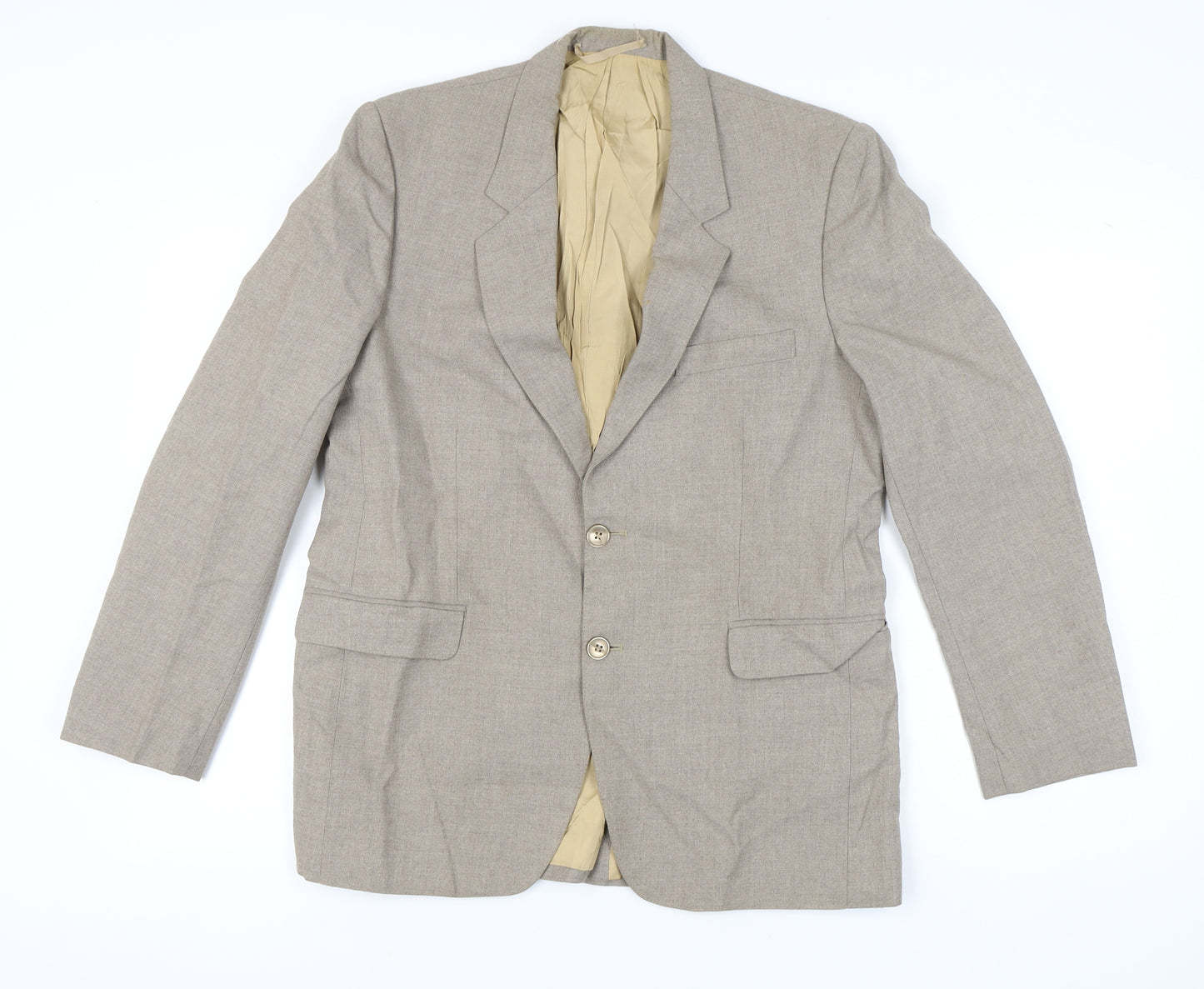 Finesse Men's Beige Blazer Jacket 42R Classic Notch Lapel Formal