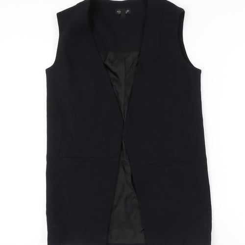 Topshop Women’s Black UK 8 Sleeveless Long Suit Waistcoat