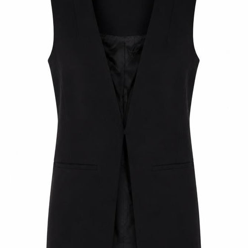 Topshop Women’s Black UK 8 Sleeveless Long Suit Waistcoat
