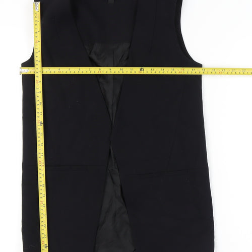 Topshop Women’s Black UK 8 Sleeveless Long Suit Waistcoat