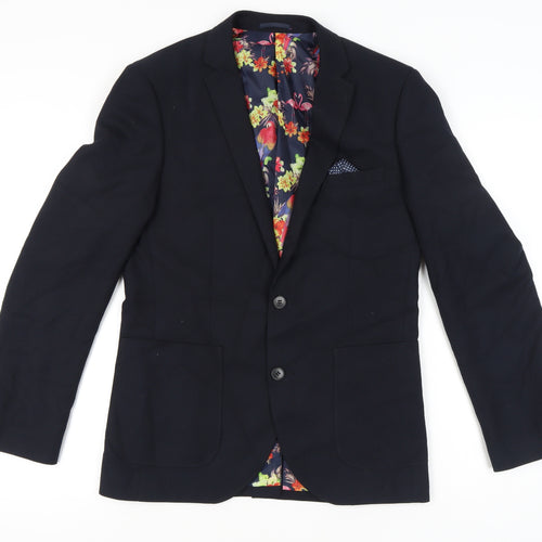 Moss London Men's Blue Blazer Jacket 38 Regular Polyester Viscose